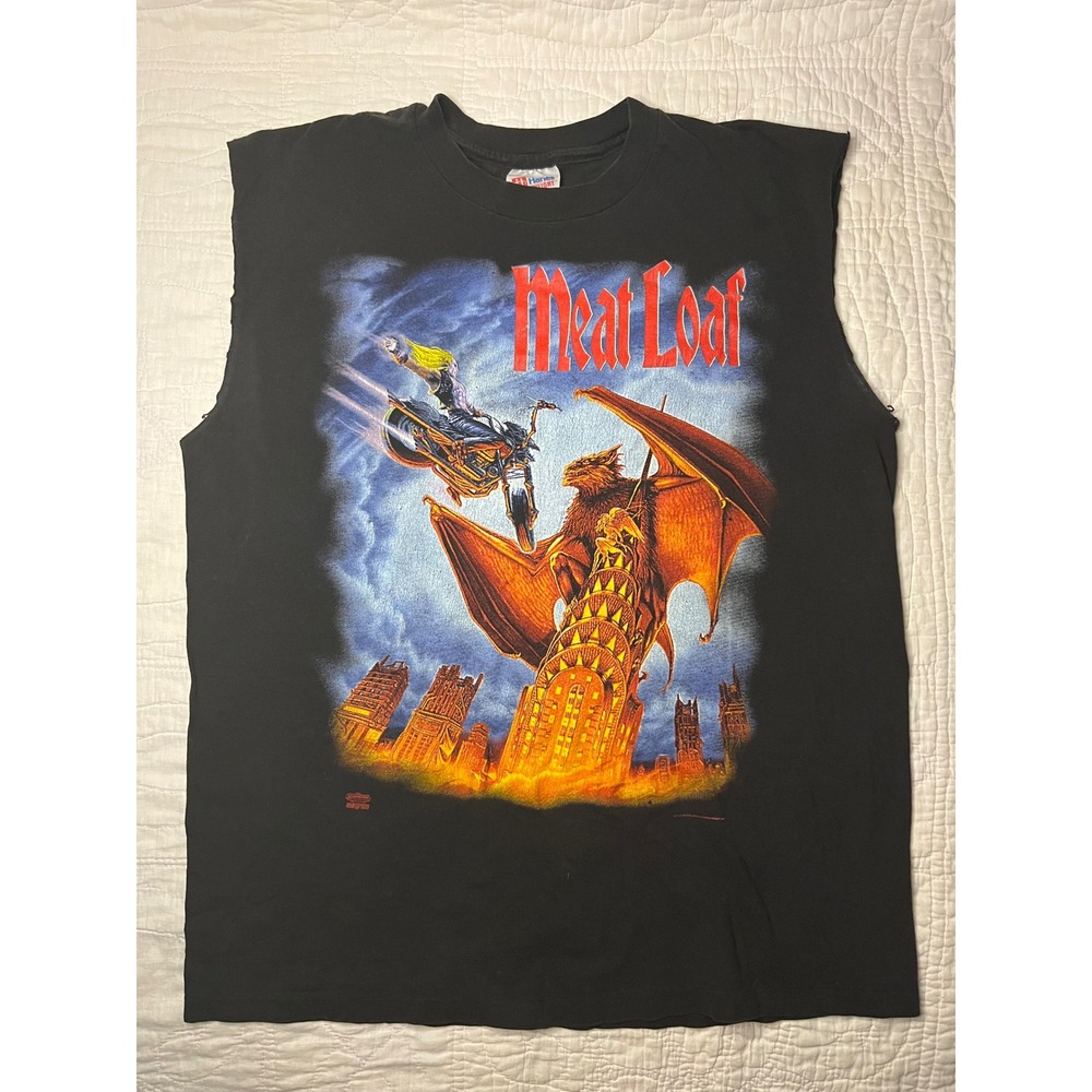 Vintage Meat Loaf World Tour 93 94 95 Shirt Hanes Cut Off Sleeveless Large Black
